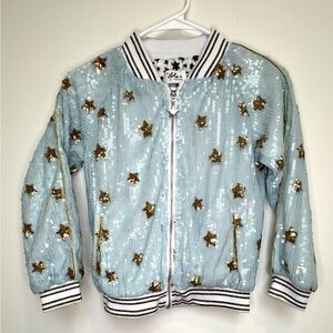 Lola and the Boys. Girls Galaxy Star Sequin Bomber jacket. Size 8.